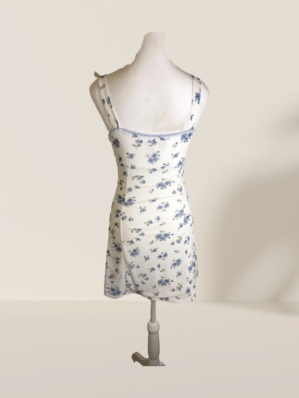 Thirty Thirty LA White Blue Floral Mini Slip Dress Size S | Cottagecore - Picture 3 of 9